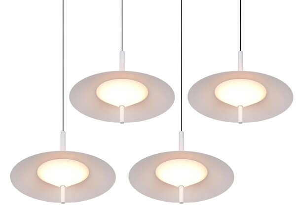 Trio Lighting LED-visoka svetilka Amalo, mat bela, dolžina 146 cm, CCT, 4-žarilna, zatemnjen, Bela, Dnevna soba / jedilnica, Kovina, Sodobni