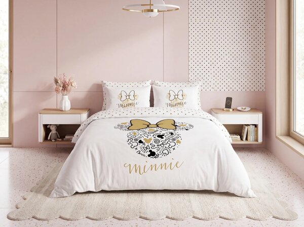 Otroška posteljnina MINNIE GOLD bela Dimenzije posteljnine: 70 x 90 cm | 140 x 200 cm