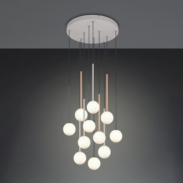 Trio Lighting Visoka svetilka Firano, večbarvna, Ø 66 cm, kovina, 11-kraka., Večbarvna, Dnevna soba / jedilnica, Kovina, Sodobni