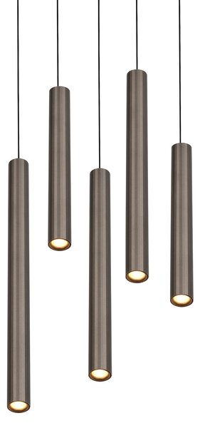 Trio Lighting LED-visoka svetilka Arimato, Ø 35 cm, platinasta barva, kovina, CCT, Kovinska, Dnevna soba / jedilnica, Kovina, Sodobni