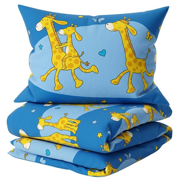 Bombažna posteljnina Giraffe modra