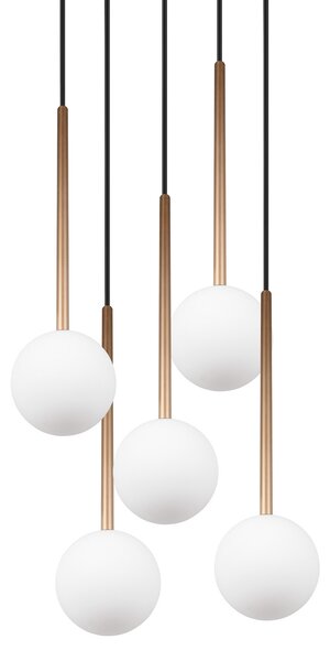 Trio Lighting Visoka svetilka Firano, zlata barva, Ø 36 cm, kovina, 5-kraka., Zlata / medeninasta, Dnevna soba / jedilnica, Kovina, Sodobni