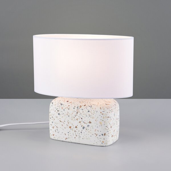 Trio Lighting Namizna svetilka Livare, višina 24 cm, bela/barvna, beton/tkanina, Večbarvna, Dnevna soba / jedilnica, Beton