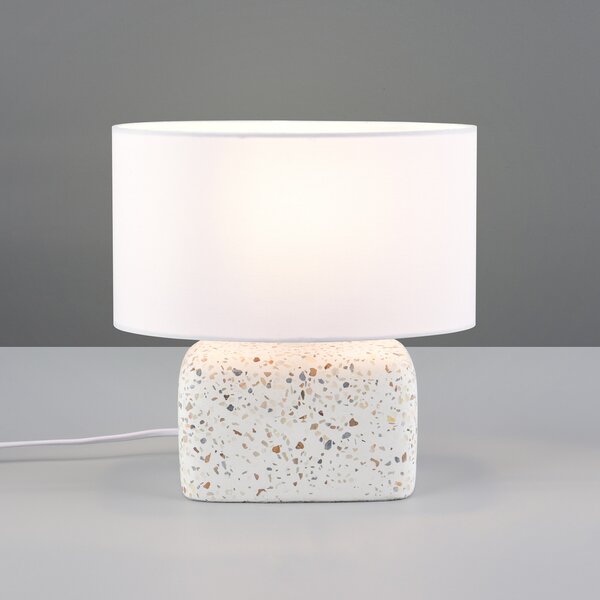 Trio Lighting Namizna svetilka Livare, višina 24 cm, bela/barvna, beton/tkanina, Večbarvna, Dnevna soba / jedilnica, Beton