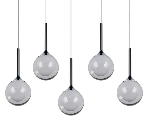 Trio Lighting LED-visoka svetilka Calista, krom, dolžina 100 cm, kovina/steklo, 5 žarnic, zatemnjen, Krom, Dnevna soba / jedilnica, Kovina, Sodobni
