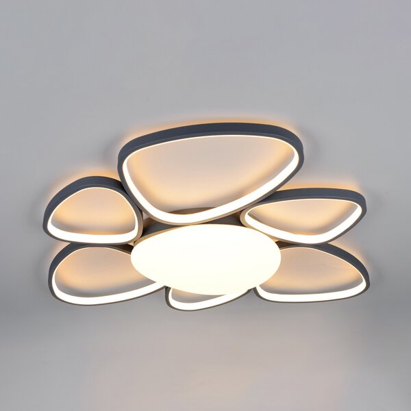 Trio Lighting LED-stropna svetilka Amelio, črna, 85 cm, CCT, daljinski upravljalnik, zatemnjen, Bela, Dnevna soba / jedilnica, Plastika, Sodobni