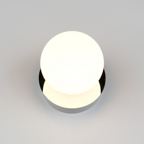 Trio Lighting Stenska svetilka Alfio, Ø 11 cm, kromirana, kovina/steklo, IP44, Krom, Kopalnica, Kovina, Sodobni