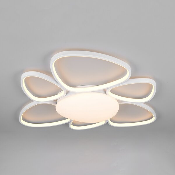 Trio Lighting LED-stropna svetilka Amelio, bela, 85 cm, CCT, daljinski upravljalnik, zatemnjen, Bela, Dnevna soba / jedilnica, Plastika, Sodobni