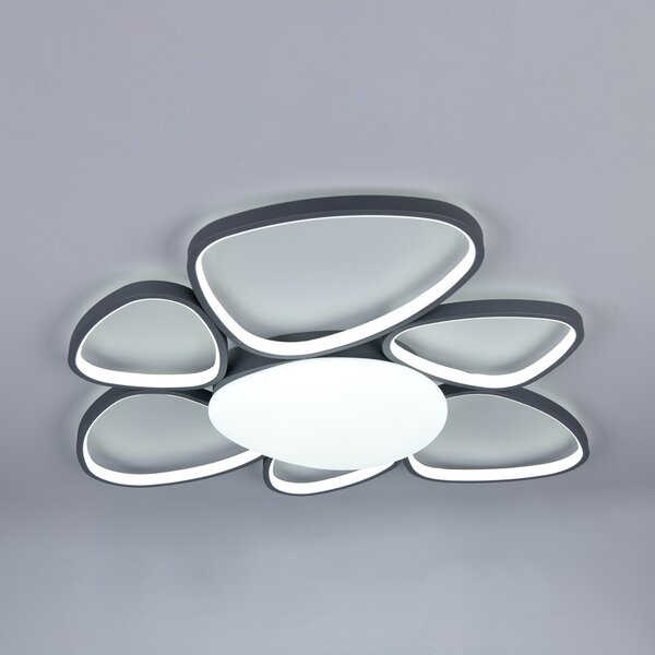 Trio Lighting LED-stropna svetilka Amelio, črna, 85 cm, CCT, daljinski upravljalnik, zatemnjen, Bela, Dnevna soba / jedilnica, Plastika, Sodobni