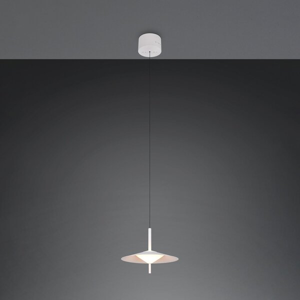 Trio Lighting LED-visoka svetilka Amalo, mat bela, Ø 30 cm, kovina, CCT, zatemnjen, Bela, Dnevna soba / jedilnica, Kovina, Sodobni