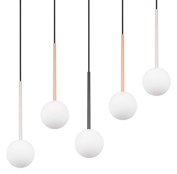 Trio Lighting Visoka svetilka Firano, večbarvna, dolžina 107 cm, kovinska, s 5 kraki., Večbarvna, Dnevna soba / jedilnica, Kovina, Sodobni