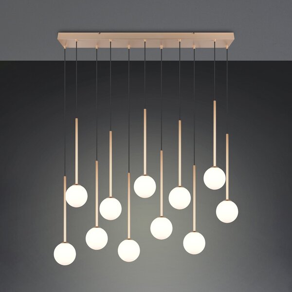 Trio Lighting Visoka svetilka Firano, zlata barva, dolžina 129 cm, kovina, 11-žarilna., Zlata / medeninasta, Dnevna soba / jedilnica, Kovina, Sodobni