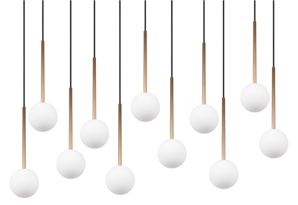 Trio Lighting Visoka svetilka Firano, zlata barva, dolžina 129 cm, kovina, 11-žarilna., Zlata / medeninasta, Dnevna soba / jedilnica, Kovina, Sodobni