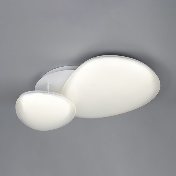 Trio Lighting LED-stropna svetilka Ozera, dolžina 67 cm, bela, iz plastike, CCT, 2-žarilna., zatemnjen, Bela, Dnevna soba / jedilnica, Plastika, Sodobni