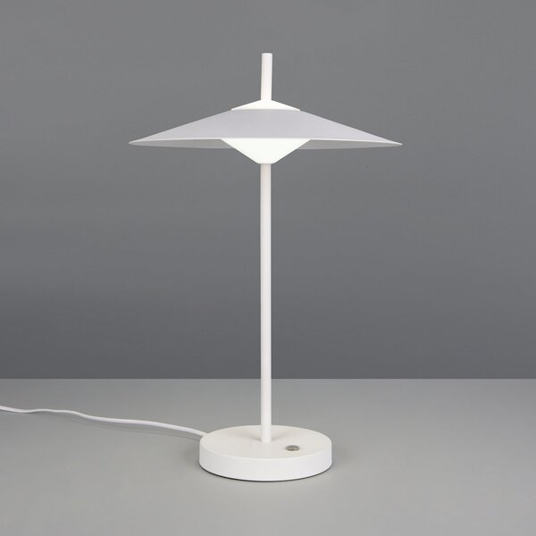 Trio Lighting LED namizna svetilka Amalo, mat bela, višina 46 cm, kovina, CCT, zatemnjen, Bela, Dnevna soba / jedilnica, Kovina, Sodobni