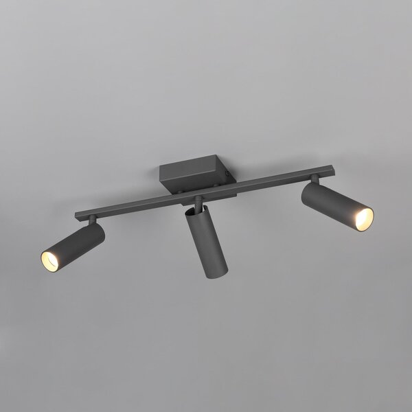 Trio Lighting Stropni reflektor Dara, dolžina 46 cm, antracitna barva, kovina, 3-krilni., Črna, Dnevna soba / jedilnica, Kovina, Sodobni