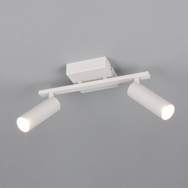 Trio Lighting Stropni reflektor Dara, dolžina 28 cm, siva barva, kovina, 2-krilni., Siva, Dnevna soba / jedilnica, Kovina, Sodobni