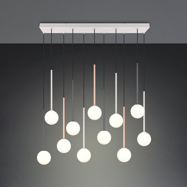 Trio Lighting Visoka svetilka Firano, večbarvna, dolžina 129 cm, kovinska, 11-žarilna., Večbarvna, Dnevna soba / jedilnica, Kovina, Sodobni
