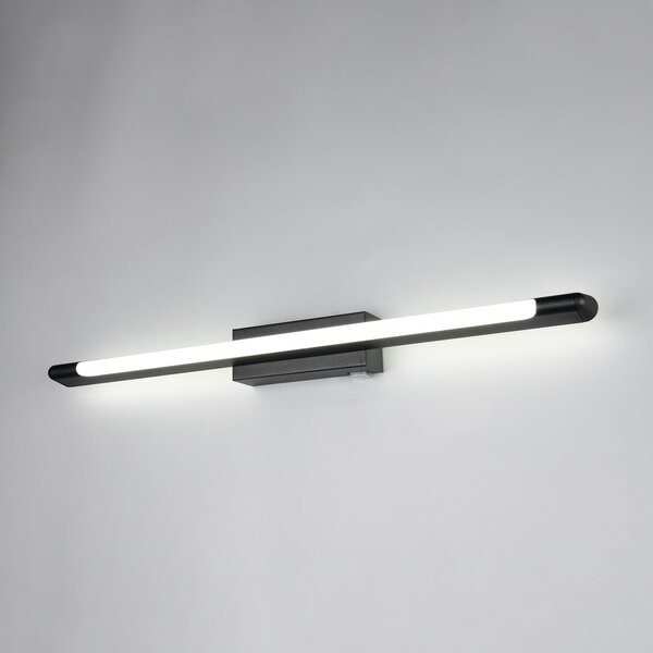Trio Lighting LED-stenna svetilka Alberto, črna, širina 71 cm, IP44, zatemnjen, Črna, Kopalnica, Kovina, Sodobni