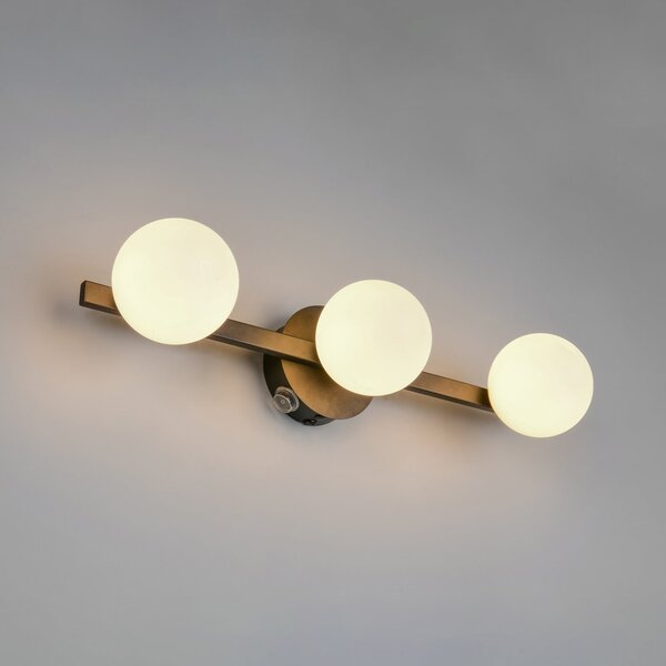 Trio Lighting Stenska svetilka Alfio, 50 cm, črna, kovina/steklo, IP44, 3-žarilna, Črna, Kopalnica, Kovina, Sodobni