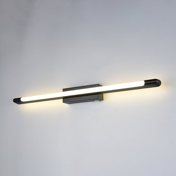 Trio Lighting LED-stenna svetilka Alberto, črna, širina 71 cm, IP44, zatemnjen, Črna, Kopalnica, Kovina, Sodobni