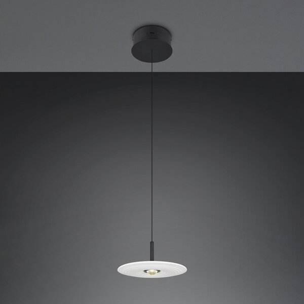 Trio Lighting LED-visoka svetilka Sirena, bela, Ø 20 cm, steklo, CCT, zatemnjen, Bela, Dnevna soba / jedilnica, Steklo