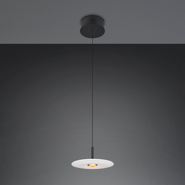 Trio Lighting LED-visoka svetilka Sirena, bela, Ø 20 cm, steklo, CCT, zatemnjen, Bela, Dnevna soba / jedilnica, Steklo