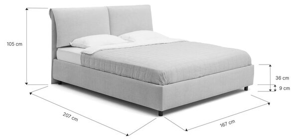 Modra oblazinjena zakonska postelja s prostorom za shranjevanje z letvenim dnom 160x200 cm Myra Pillow – Bonami Selection