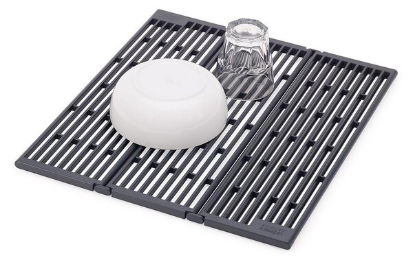 Siv plastičen nastavljiv odcejalnik za pomivalno korito 43x13 cm Platform – Joseph Joseph
