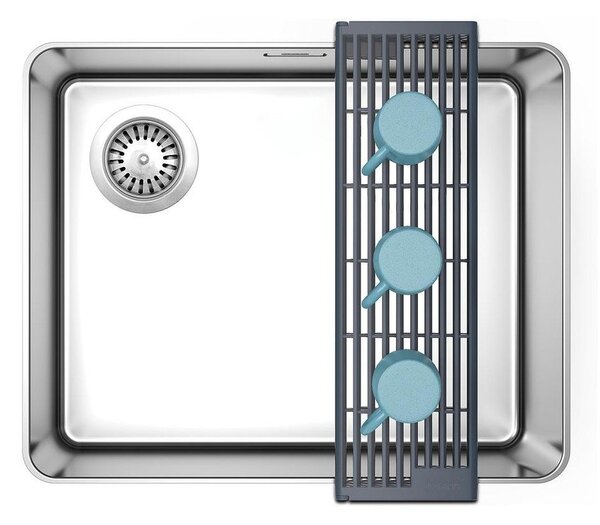 Siv plastičen nastavljiv odcejalnik za pomivalno korito 43x13 cm Platform – Joseph Joseph