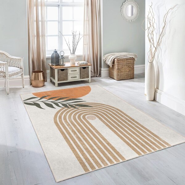 Kremno bel pralen tekač 80x200 cm Dot Arch – Mila Home