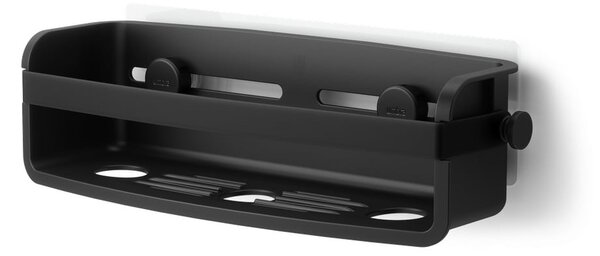 Črna plastična kopalniška polica z namestitvijo brez vrtanja Flex Adhesive – Umbra