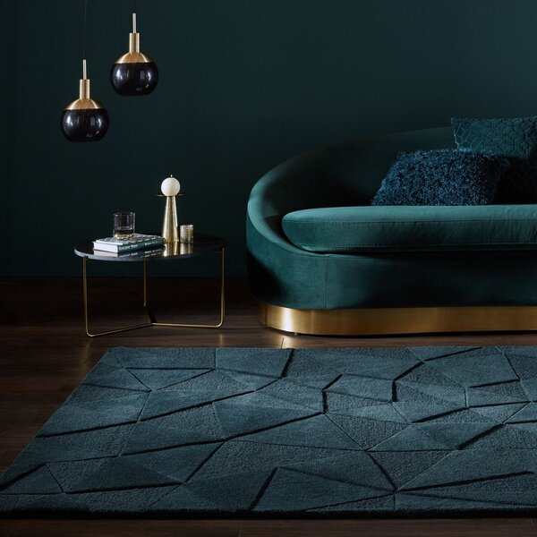 Zelenomodra ročno tkana volnena preproga 160x230 cm Shard Teal – Flair Rugs
