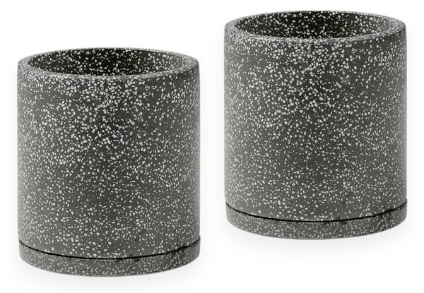 Komplet 2 temno sivih cvetličnih loncev Bonami Selection Terrazzo, ø 26 cm