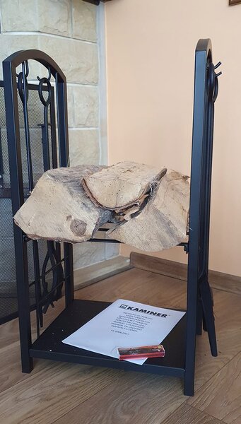 Kovinsko stojalo za drva z dodatki črno 73cm