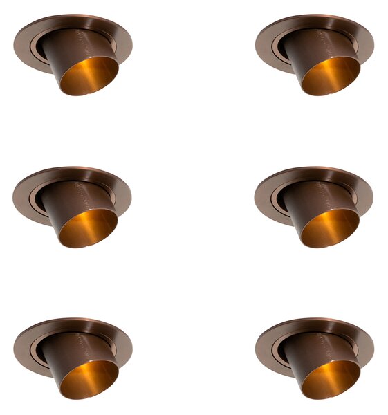 Komplet 6 vgradnih reflektorjev temno bronaste barve GU10 35 mm okrogli nagibni - Installa
