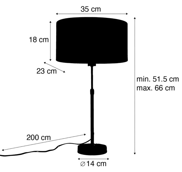 Namizna svetilka bronasta z ovalnim žametnim senčilom zelene barve 35 cm - Parte