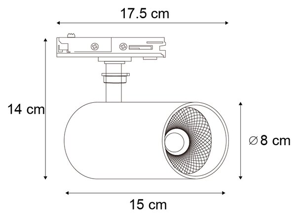 Sodobni reflektor črn za 1-fazni sistem tirnic vklj. LED - Iconic Mark