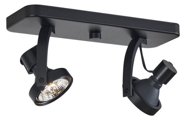 Dizajnerski stropni reflektor črn GU10 70mm 2-luči nastavljiv - Vo