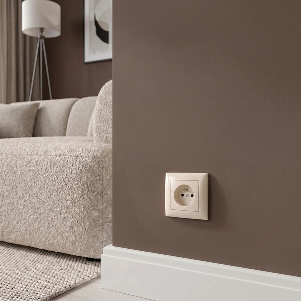 Enojna vtičnica z ozemljitvijo OSTE JNH001-G Beige