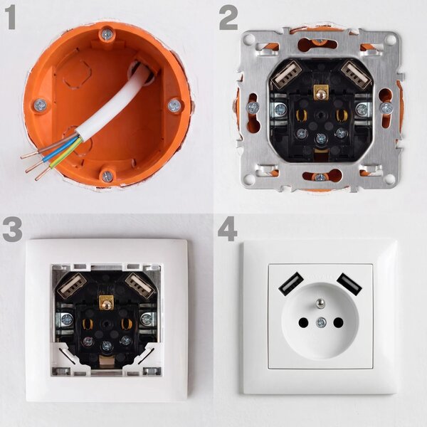 Enojna vtičnica z ozemljitvijo + 2x USB-A OSTE JNH003-G White