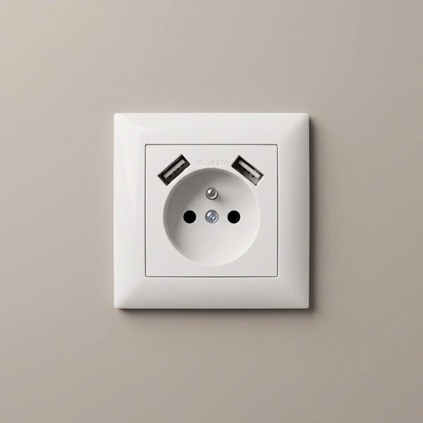 Enojna vtičnica z ozemljitvijo + 2x USB-A OSTE JNH003-G White