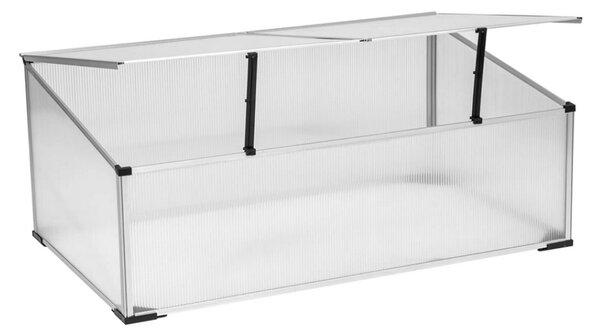 KONDELA Vrtni rastlinjak/topla greda, polikarbonat, 100 x 60 x 30 cm, LENSAR