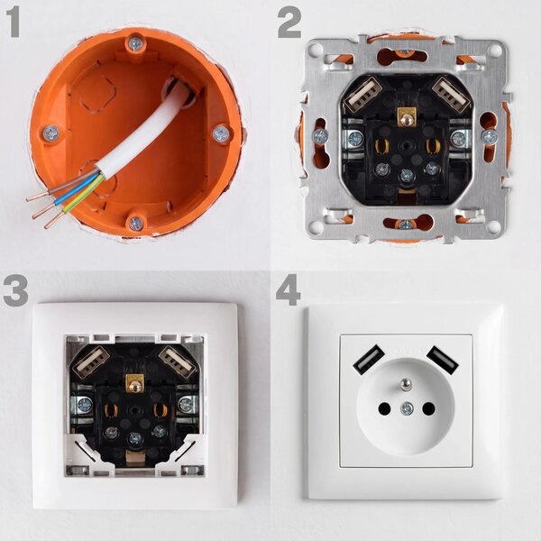 Enojna vtičnica z ozemljitvijo + 2x USB-A OSTE JNH003-G White
