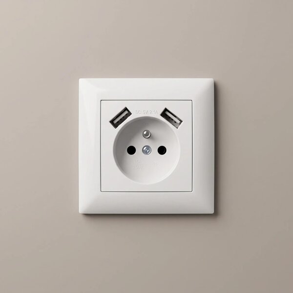 Enojna vtičnica z ozemljitvijo + 2x USB-A OSTE JNH003-G White