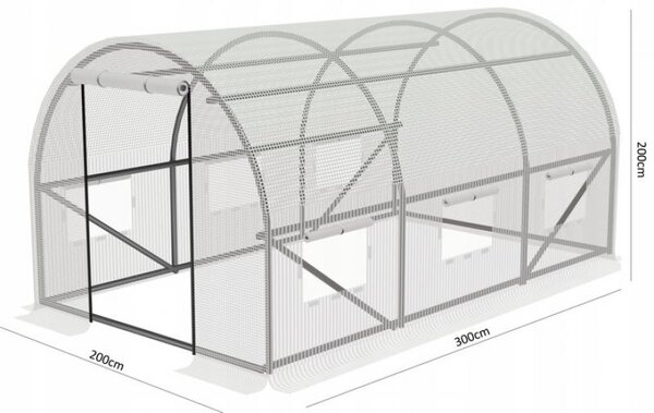 Vrtni rastlinjak 2 m x 3 m v beli barvi