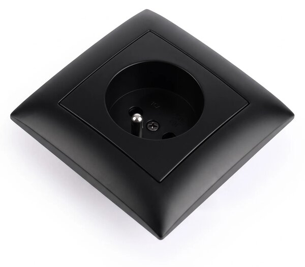 Enojna vtičnica z ozemljitvijo in okvirjem OSTE JNH001-G Black