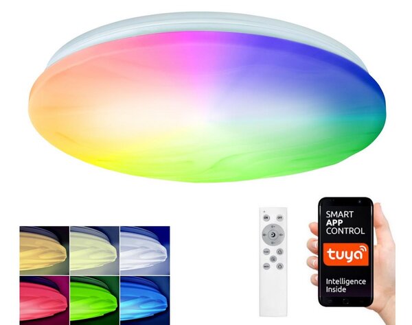 Solight WO792 - LED RGB Zatemnitvena svetilka WAVE LED/30W/230V Wi-Fi Tuya + Daljinski upravljalnik