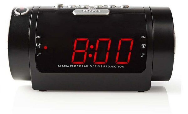 Nedis CLAR005BK - Radio budilka z LED zaslonom in projektorjem 230V