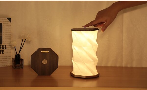 Rjava LED namizna svetilka (višina 18 cm) Twist Hexagon – Gingko